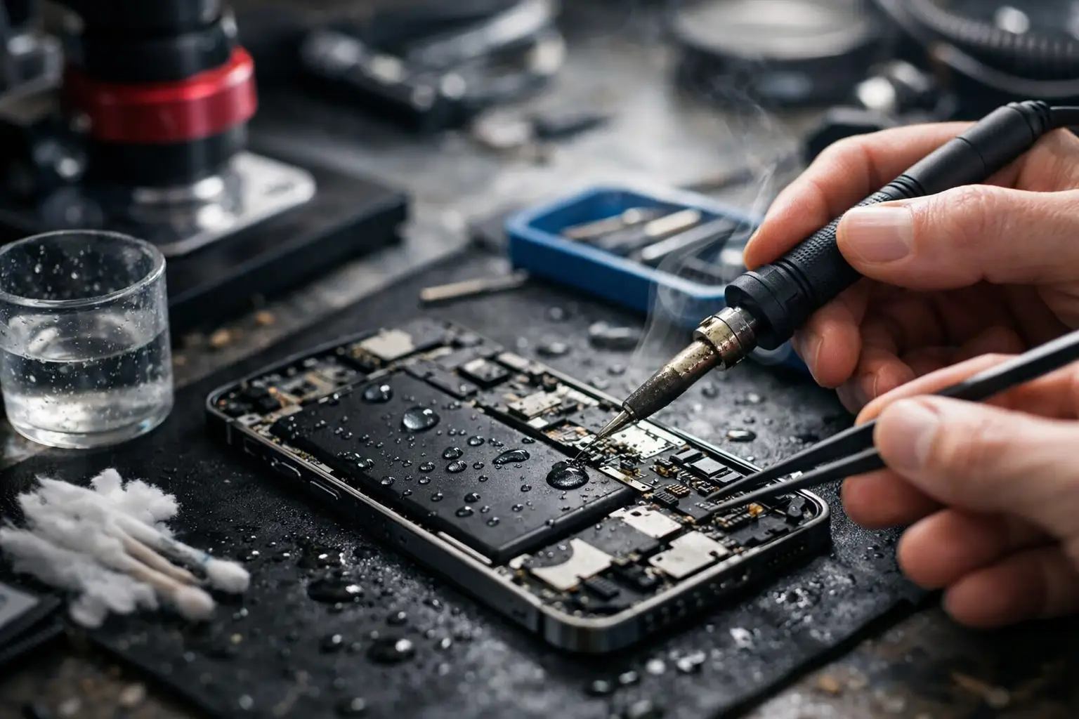 Cómo reparar un iPhone mojado internamente